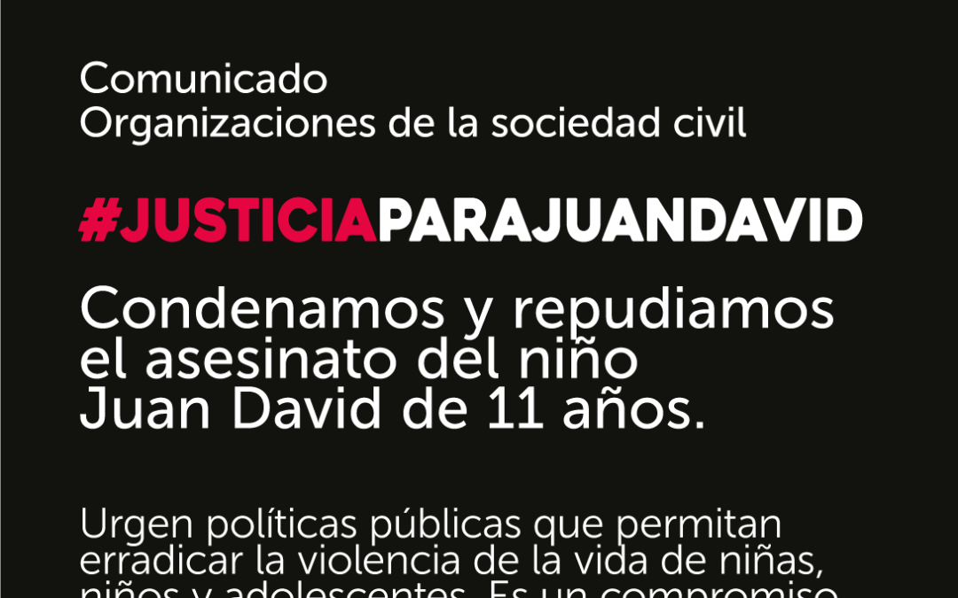 Condenamos y repudiamos el asesinato del niño Juan David de 11 años